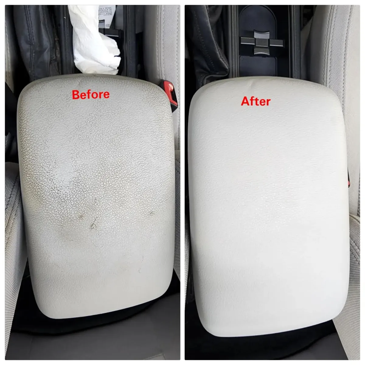 Before and after armrest cleaning